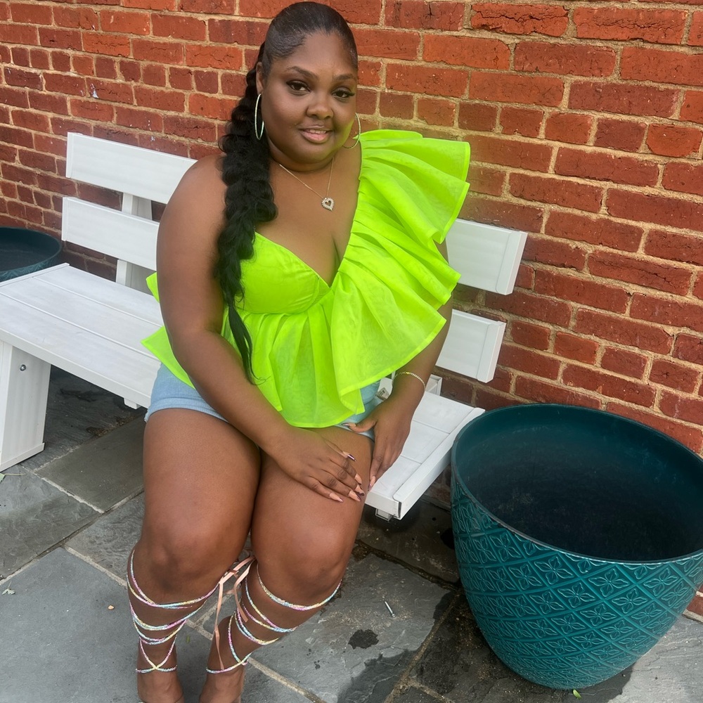 Vibrant Lime Green Ruffle Top